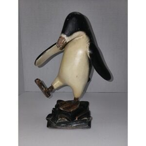 Vintage‎ wood folk art carved penguin Statue